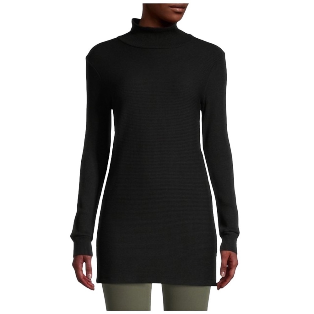 Monrow Rib Knit Mockneck Tunic Top NWT